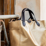 Bolso shopper en piel dorada