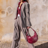 Bolso de hombro en piel burdeos