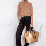 Bolso shopper en piel dorada