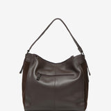 Bolso de hombro de piel y serraje en marrón