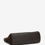 Bolso de hombro de piel y serraje en marrón