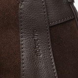 Bolso de hombro de piel y serraje en marrón