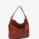 Bolso de hombro de piel y serraje en terracotta
