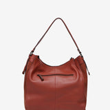 Bolso de hombro de piel y serraje en terracotta
