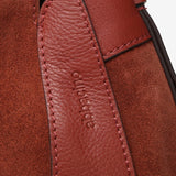 Bolso de hombro de piel y serraje en terracotta