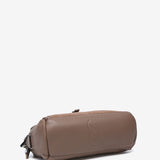 Bandolera de piel y serraje en taupe