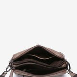 Bandolera de piel y serraje en taupe
