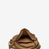 Bolso de hombro en malla metálica dorada