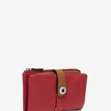 Cartera mediana en piel bicolor roja