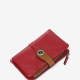 Cartera mediana en piel bicolor roja