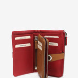 Cartera mediana en piel bicolor roja