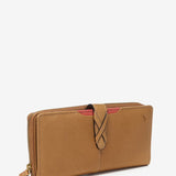 Portafoglio grande in pelle color cognac