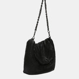 Bolso de hombro en malla metálica negra