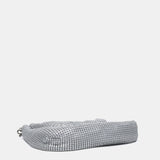 Bolso de hombro en malla metálica blanca