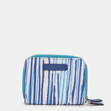 Cartera pequeña en piel con estampado en azul