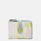 Cartera pequeña en piel con estampado en tonos verdes
