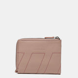 Kleine Geldbörse mit Details aus rosa Leder.