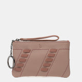 Purse with pasted details in pink leather