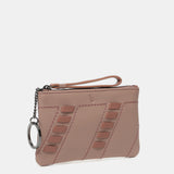 Purse with pasted details in pink leather