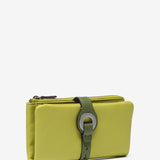 Cartera grande con cierre metálico en piel verde