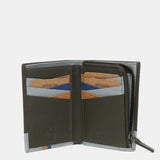 Men's leather wallet with RFID protection in green
