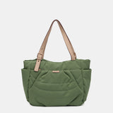 Bolso shopper en materiales reciclados y acolchados verde
