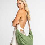 Crossbody bag in recycled and padded materials, green