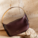 Shoulder bag made of recycled materials in burgundy