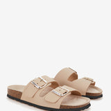 Sandalo basso da donna in pelle beige