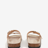 Sandalo basso da donna in pelle beige