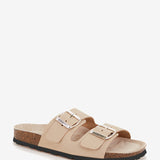 Sandalo basso da donna in pelle beige