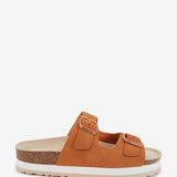 Sandale mit Serraje -Plattform in Cognac