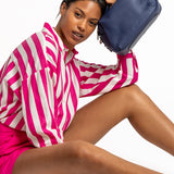 Bolso de mano en piel azul