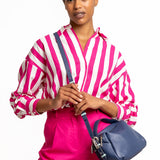 Bolso de mano en piel azul