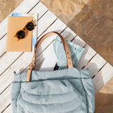 Bolso shopper en materiales reciclados y acolchados azul