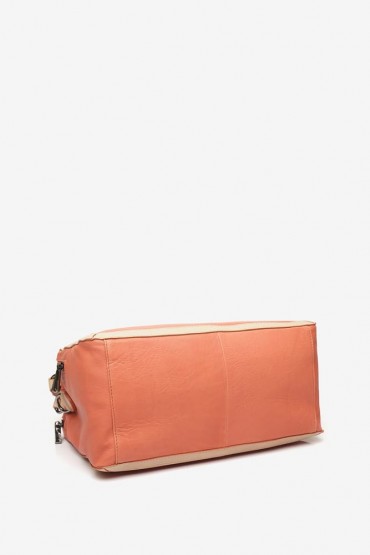 Orange leather shoulder hobo bag