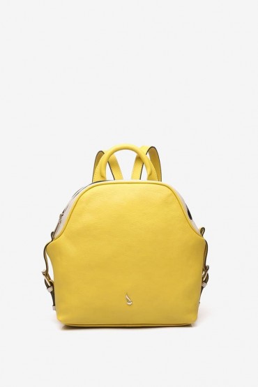 Women's yellow leather backpack