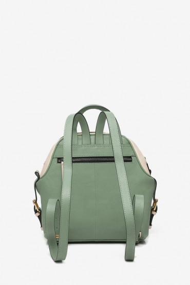 Women's green leather backpack