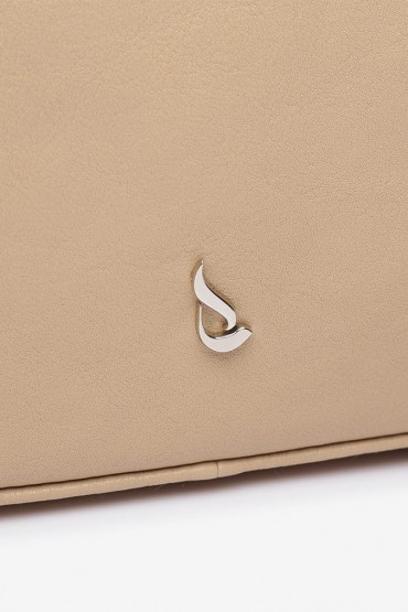 Women's camel leather cross-body bag