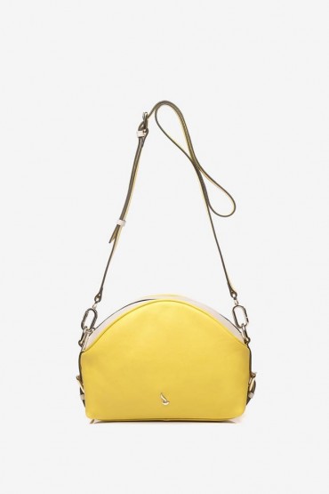 Women's yellow leather cross-body bag