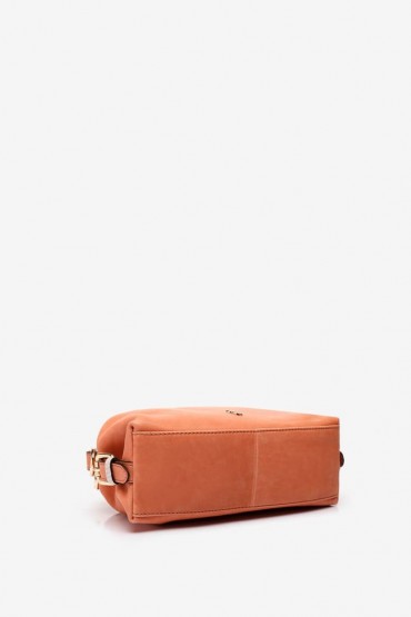 Women's orange leather cross-body bag