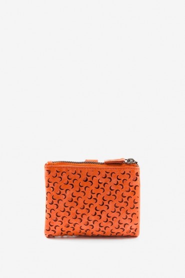 Small women's orange leather wallet