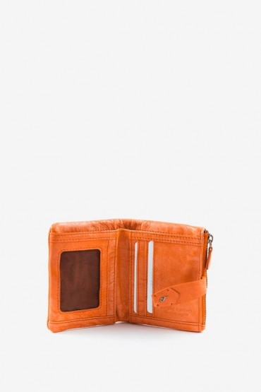 Small women's orange leather wallet
