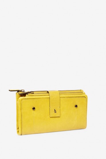 Large women's yellow leather wallet