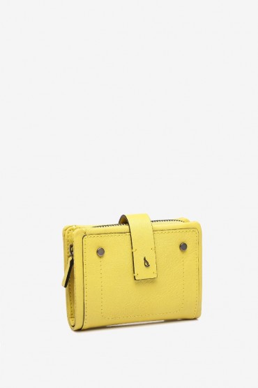 Small women's yellow leather wallet