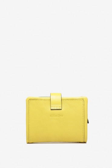 Small women's yellow leather wallet