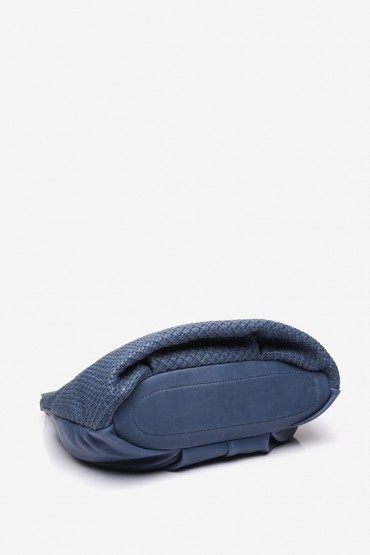 Braided blue leather hobo bag