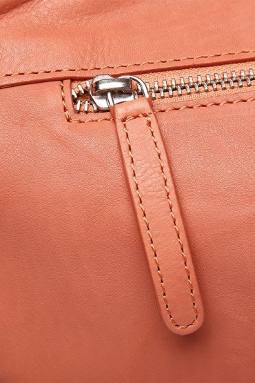 Braided orange leather bowling bag