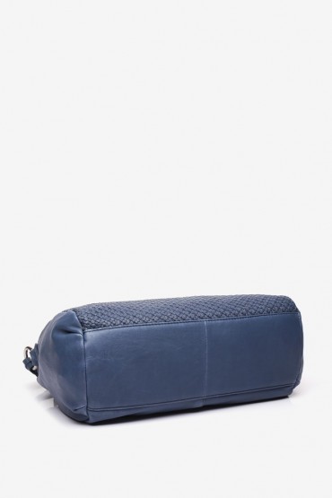 Braided blue leather bowling bag