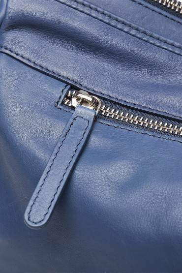 Braided blue leather bowling bag